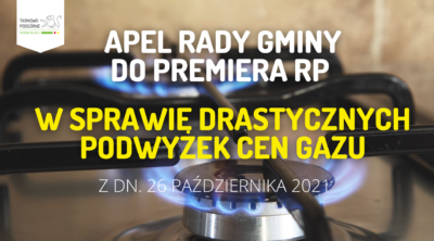 Grafika Apel Rady Gminy do Premiera RP w sprawie podwyżek cen gazu