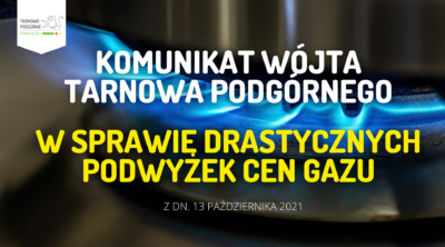grafika komunikat wójta w sprawie drastycznych podwyżek cen gazu