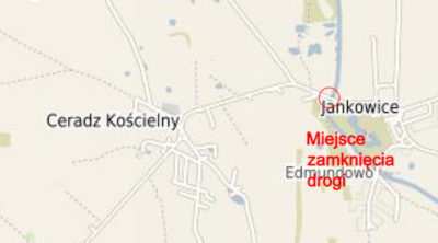 grafika informująca o zamknięciu drogi w Jankowicach