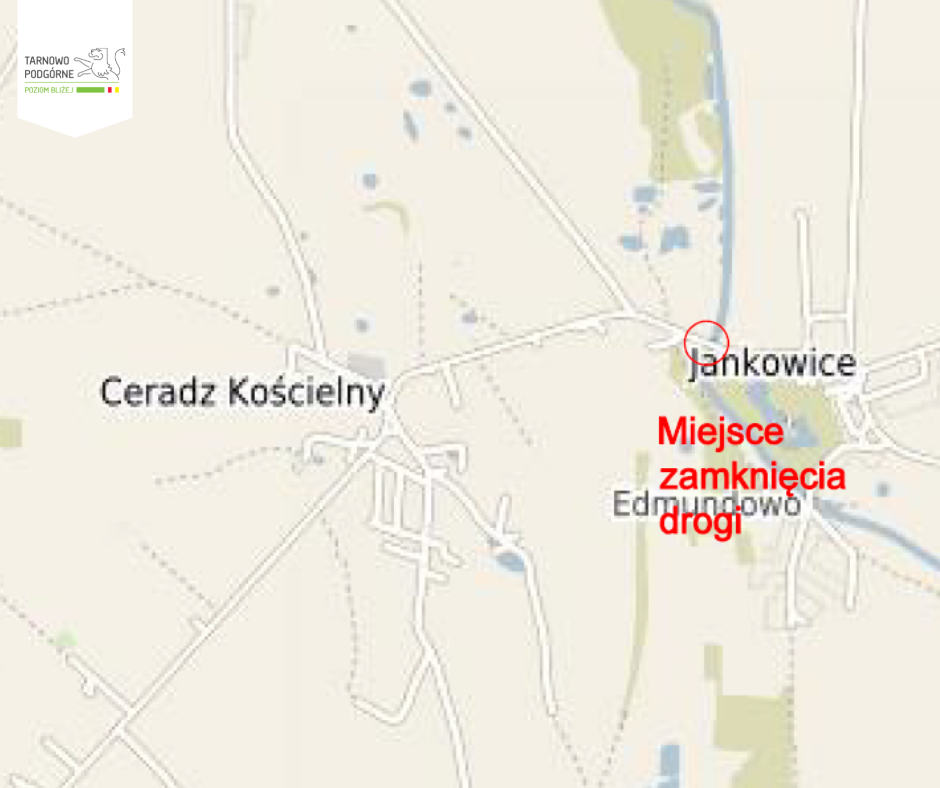 grafika informująca o zamknięciu drogi w Jankowicach