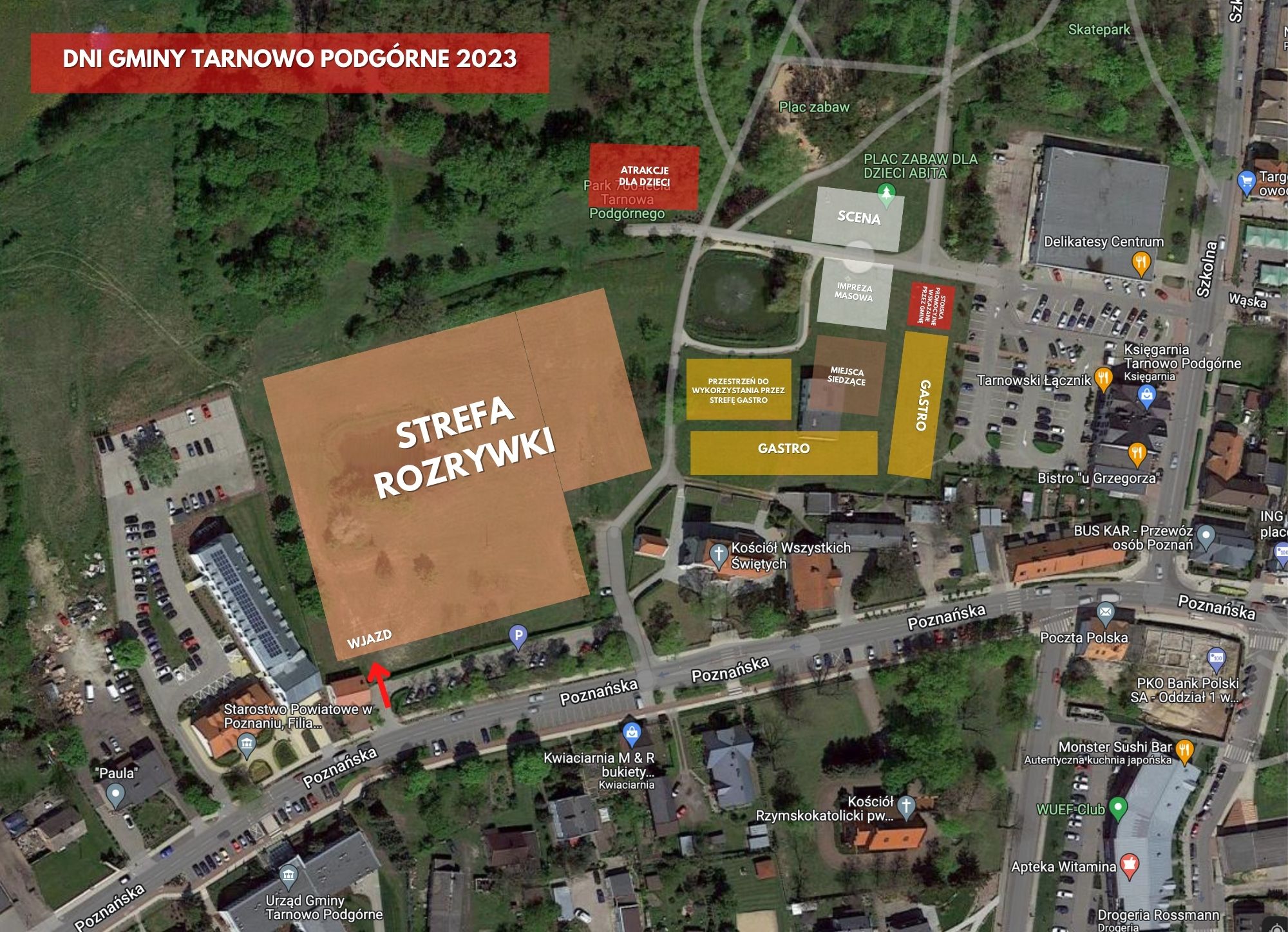 Mapa miasteczka festynowego Dni Gminy Tarnowo Podgórne 2023
