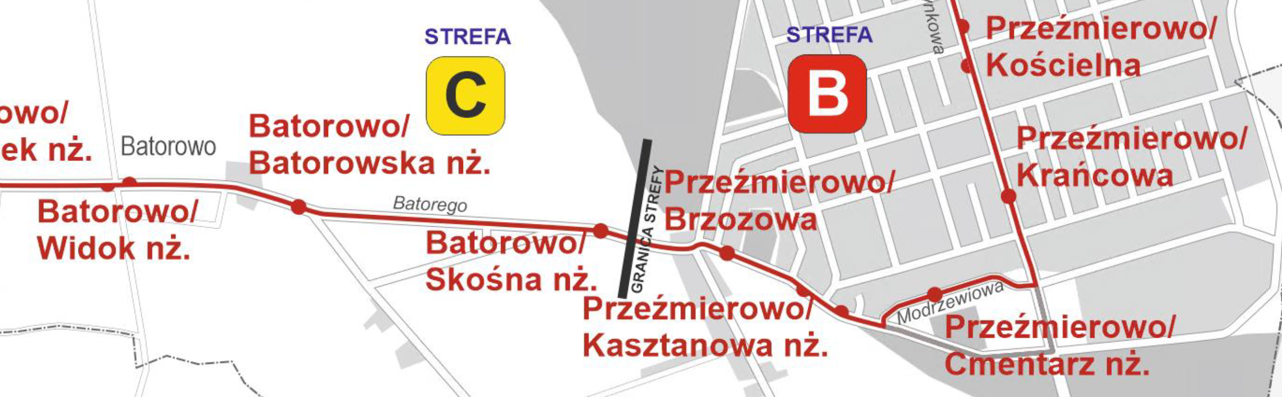 Zarząd transportu Miejskiego w Poznaniu informuje, że w związku z remontem ulicy Sosnowej w Przeźmierowie, od poniedziałku (6 lutego) autobusy linii nr 802, 803, 804, 889 i 258 skierowane zostaną objazdem ulicą Modrzewiową. Na czas prac przystanek Przeźmierowo/Cmentarz zostanie tymczasowo przeniesiony na ulicę Modrzewiową. 