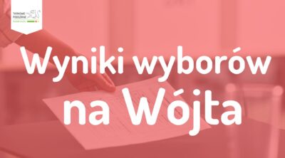 grafika ilustracyjna z napisem wyniki wyborów na wójta