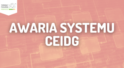 Baner informujący o awarii systemu CEIDG