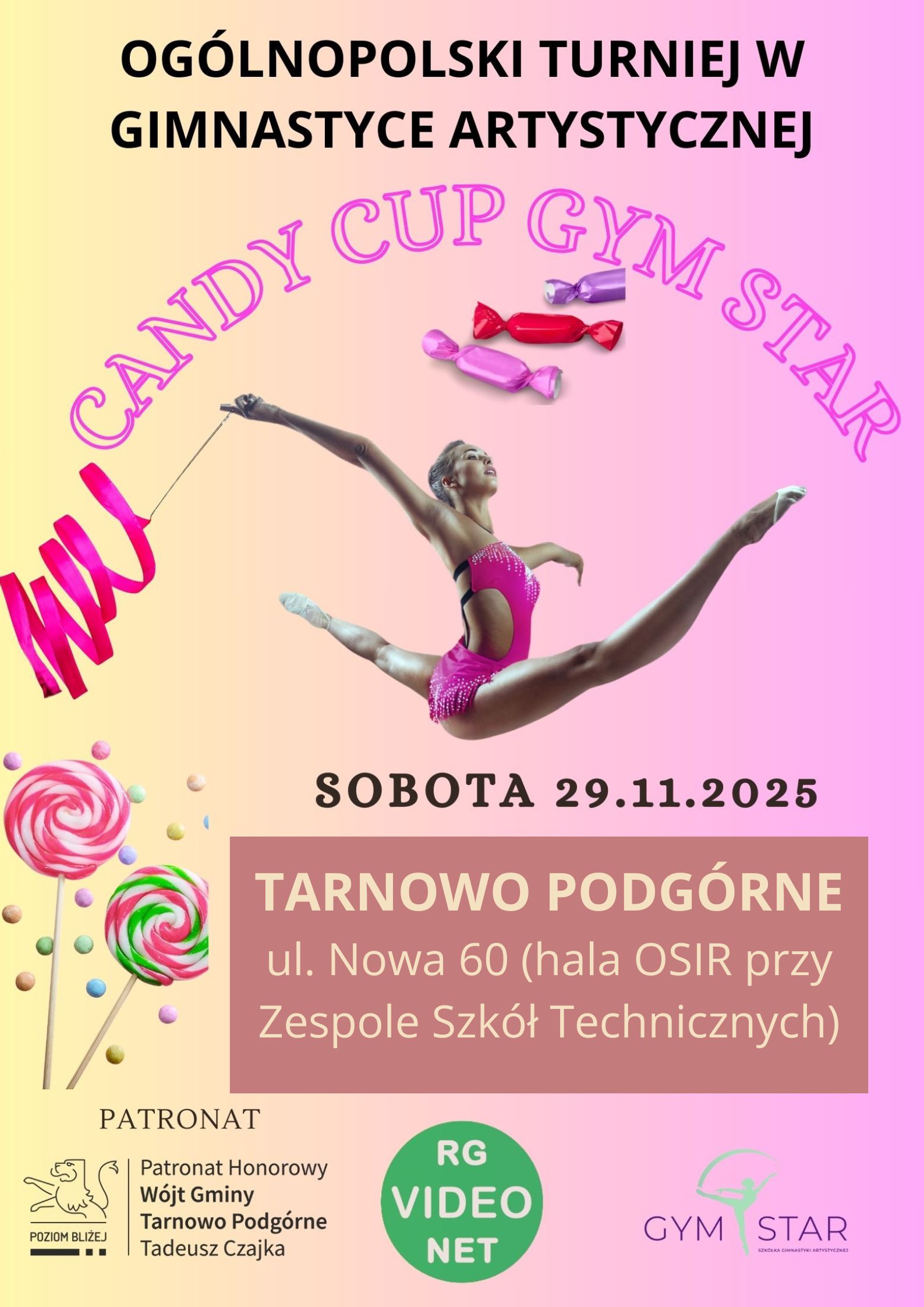 plakat Zawodów Candy Cup Gym Star 29 listopada 2025hala osir przy zst