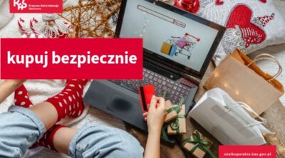 Grafika z napisem kupuj bezpiecznie krajowa administracja skarbowa urzad skarbowy poznań jeżyce