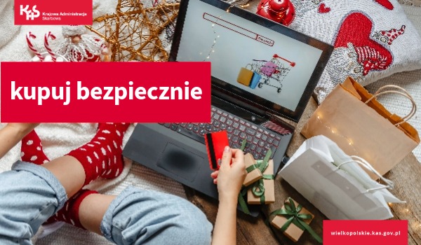 Grafika z napisem kupuj bezpiecznie krajowa administracja skarbowa urzad skarbowy poznań jeżyce