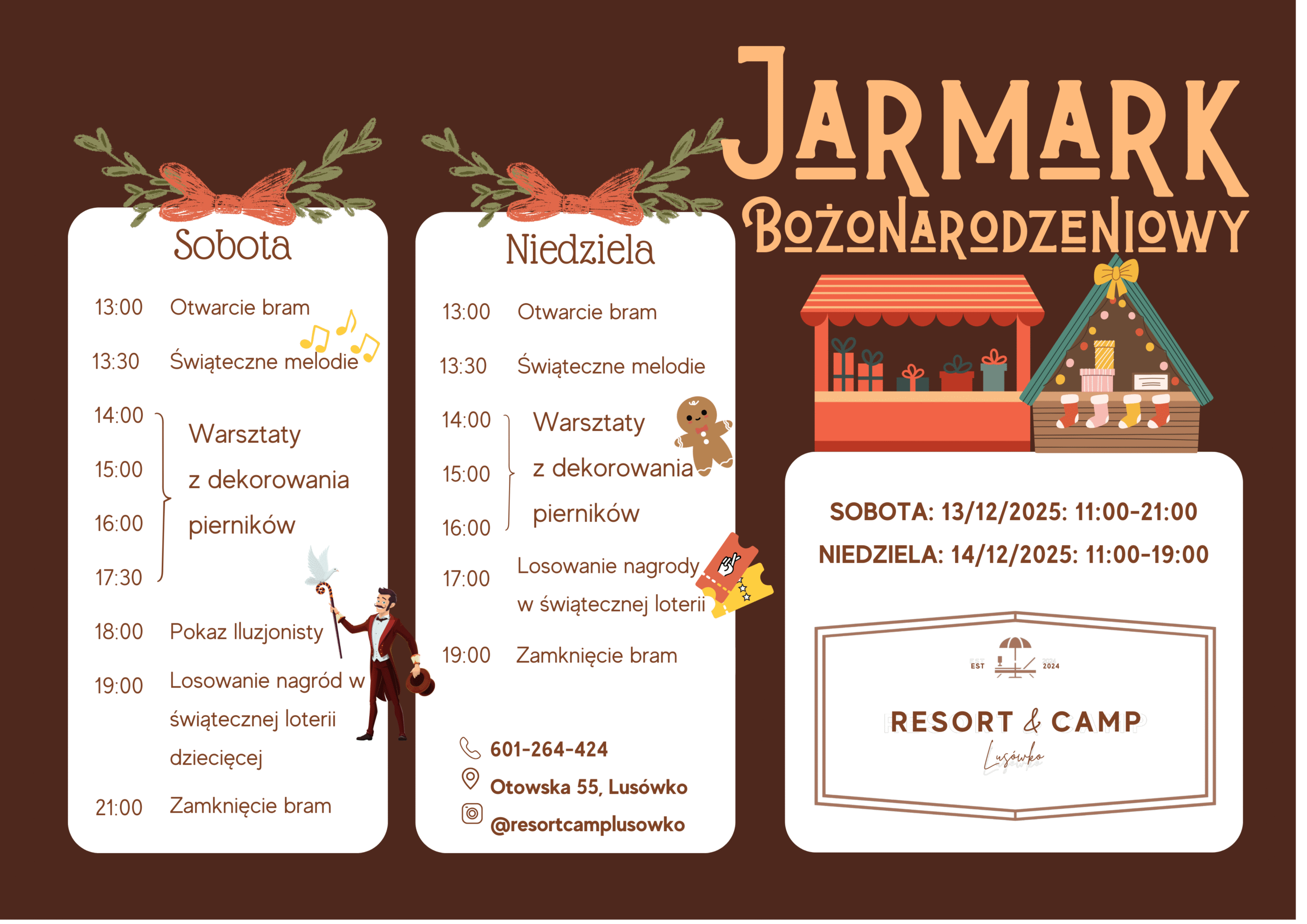 grafika z napisem Jarmark bożonarodzeniowy Lusówko Resort Camp 2025