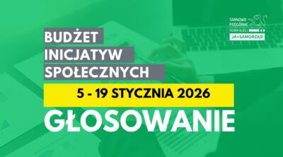 grafika z napisem budżet inicjatyw społecznych 5 - 19 stycznia głosowane