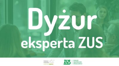 Grafika z napisem Dyżur eksperta ZUS