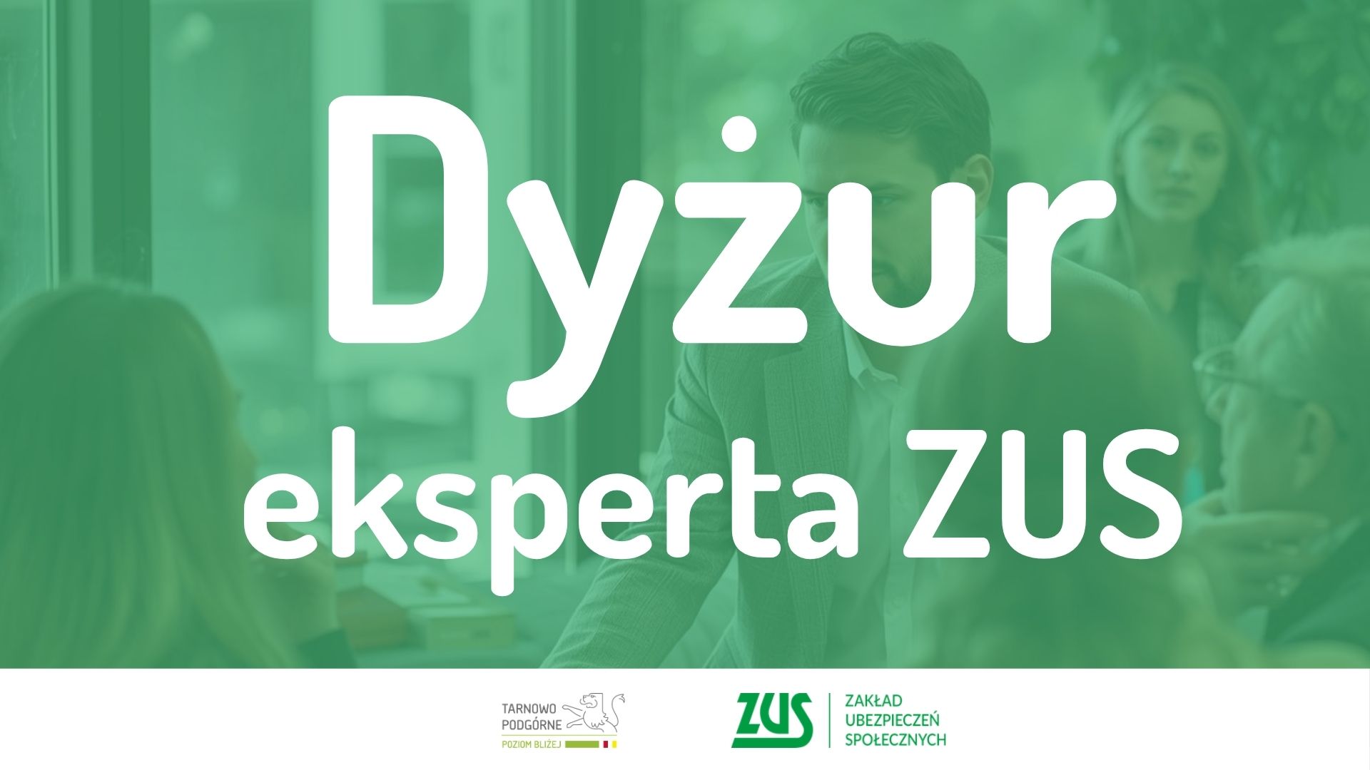 Grafika z napisem Dyżur eksperta ZUS