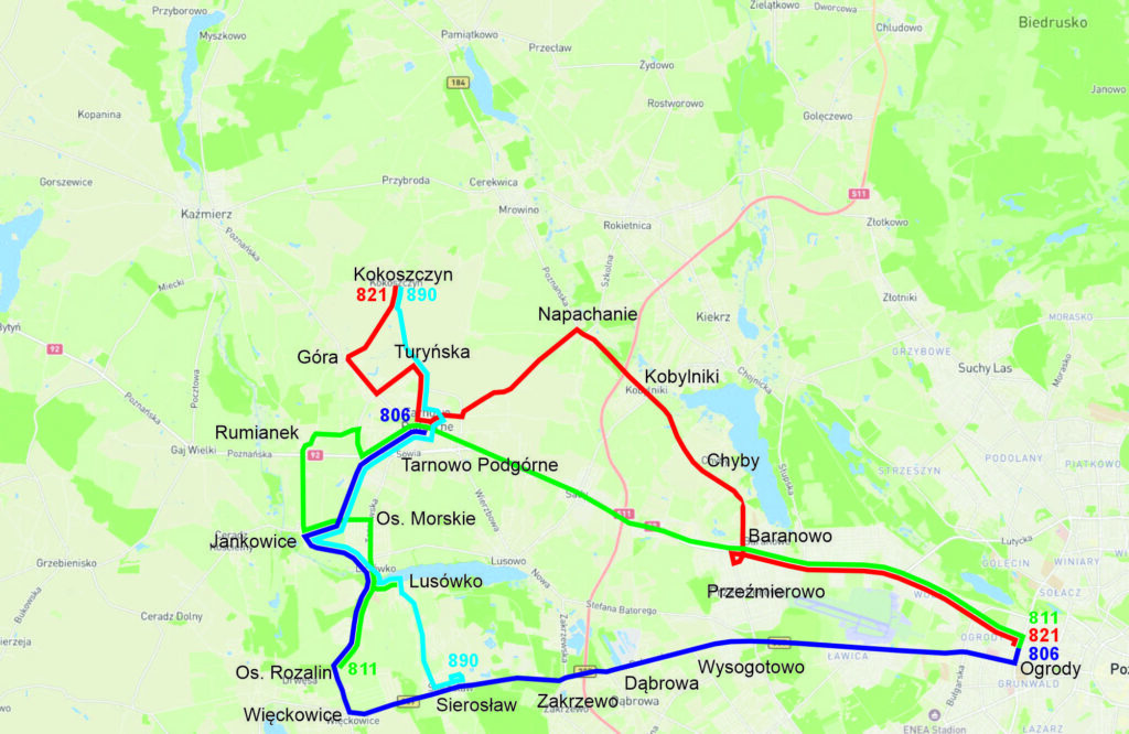 grafika przebieg nowych linii autobusowych wrzesień 2026